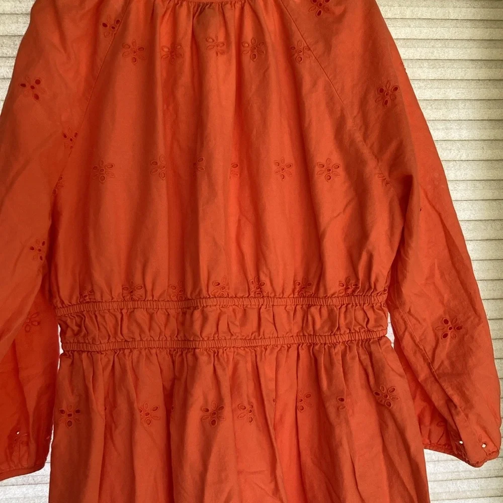 Universal Thread cotton eyelet long-sleeve orange dress XL - Picture 11 of 12